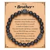 Amazon Explosions Pulsera para Hombre Pulsera de Piedra Volcánica Cuadrada Mate Regalo del Día del Padre Pulsera con Tarjeta para Papá