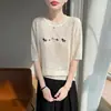 Camiseta de Lino de Bambú con Cuello Redondo Bordada de Caballo, Manga Corta, Corte Holgado, Adelgazante, Sensación Fresca, Camiseta Base Versátil Casual, Suministro Directo del Fabricante