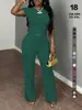 Conjunto Feminino de Duas Peças Amazon 2026 Top de Manga Curta Franzido Calça de Moletom Casual Roupa Fashion Y2K