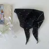 Lenço Triangular de Bolinhas Estilo Francês para Mulheres, Lenço Decorativo de Seda Preto e Branco Retrô, Lenço de Cabeça Primavera e Verão 2026, Faixa de Cabelo Trançada