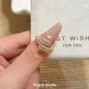 Estilo Europeo y Americano Lujo Ligero Moda Diseño Creativo Anillo Abierto Forma Geométrica Incrustado con Circonita Anillo Vintage para el Día a Día Venta al por Mayor