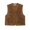 Ropa Europea y Americana para Mujer Transfronteriza AliExpress Venta Caliente Moda Bordado Textura de Gamuza Chaleco