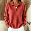 Suéter de punto acanalado con cuello camisero, estilo polo, para Amazon transfronterizo europeo y americano 2026, suéter casual de punto fino, holgado, adelgazante, para primavera y otoño, con cuello en V