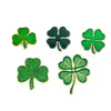Broche de Trébol de Cuatro Hojas Irlandés Insignia de Esmalte de Aleación Pin de Trébol de la Suerte Accesorios para Ropa y Bolsas DIY