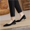 Zapatos de Trabajo Profesionales Tacón Grueso Versátiles Puntiagudos de Cuero Nueva Colección Primavera y Otoño 2025 Estilo Británico Planos Zapatos de Suela Suave para Mujer