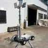 Carro Móvil LED para Exteriores tipo Faro con Cabrestante Manual y Elevación por Manivela 4.5m Carro de Iluminación de 6 Luces