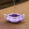 Quemador de incienso de begonia color lila morado hecho en fábrica para uso doméstico, quemador de incienso de cerámica de sándalo y áloe de interior, soporte para varillas de incienso, soporte para incienso