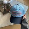 Gorra estilo ins coreano Colorblock Vintage Bordado de Letras Beige Verde Ajustable Casual Béisbol Sombrero para el Sol