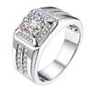 Anillo de plata con diamante Mosan de imitación de ambiente tranquilo, anillo de héroe de 2 quilates con apertura para hombre chapado en platino dominante