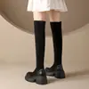 Botas de tacón grueso para mujer, fáciles de poner, preferidas por chicas bajitas, adecuadas para múltiples atuendos 2026, con caña elástica suave, altas y estilizadas, para mujer
