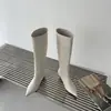 Primeiro Encontro Outono/Inverno Bico Fino Botas Longas para Mulheres 2026 Novo Estilo Salto Fino Salto Médio Sexy Versátil Acima do Joelho Emagrecedoras Botas Altas