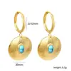 Pendientes Populares Azules Turquesa Transfronterizos, Pendientes de Botón Vintage de Diseño de Nicho, Pendientes de Acero Inoxidable Chapados en Oro de 18 Quilates