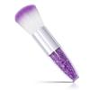 Amazon brocha de maquillaje de mango corto y pelo suave para polvo, brocha para polvo de cristal transparente con diamante, brocha para rubor y base