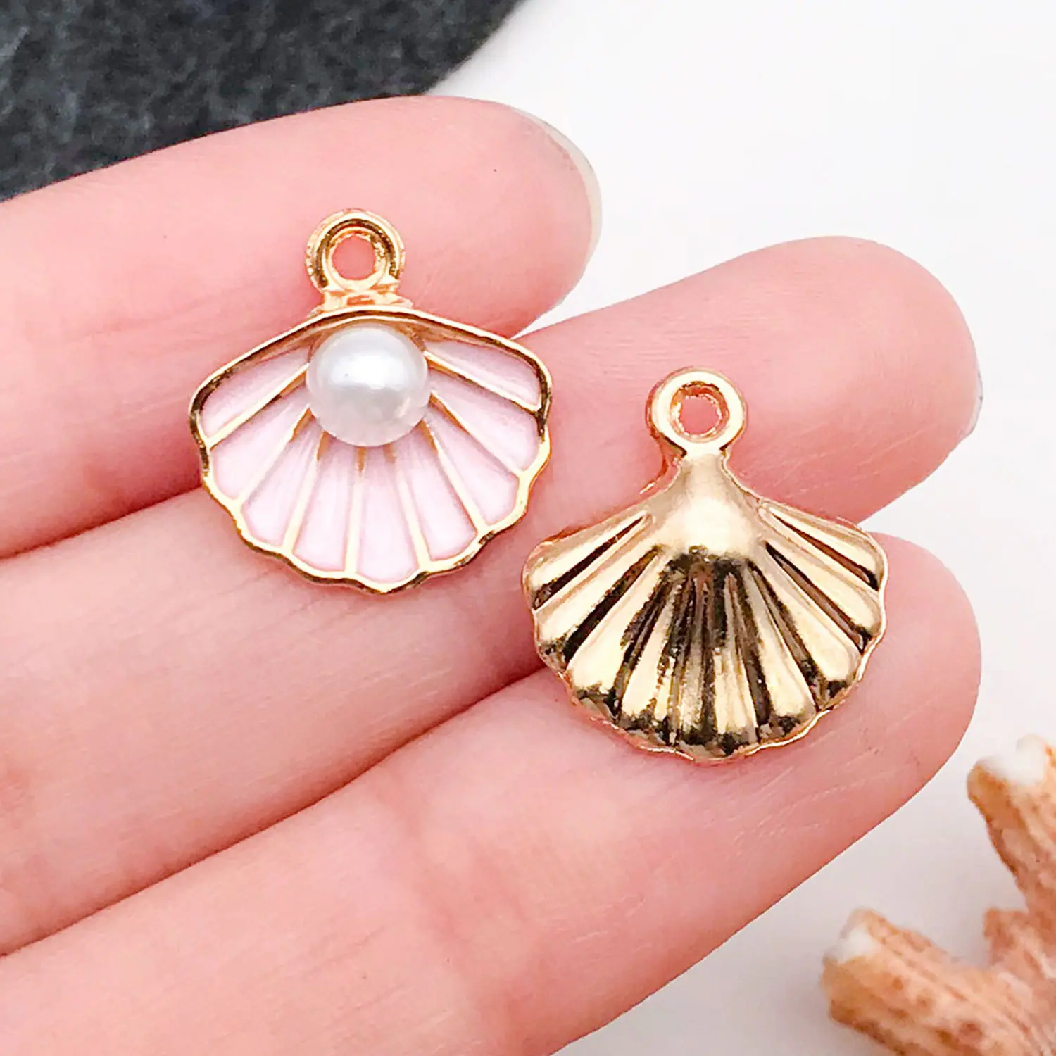 15776-粉色滴油锌合金海洋贝壳14x15-0.8g