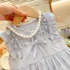 Vestido para niña 2024 Verano Vestido de Princesa con Volantes Lazo Nuevo Estilo Infantil Falda Moda Ropa Infantil
