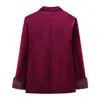 Venta al por mayor transfronteriza Primavera y Otoño 2026 Moda Europea y Americana Conjunto de Traje de Terciopelo con Puños de Piel + Pantalones Largos para Mujer M6410/1