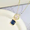 Colar de Camélia Acessível de Luxo Estilo Coreano Nicho Corrente para Clavícula Geométrica Retro com Pedra Preciosa Versátil para Mulheres Moda de Alta Qualidade
