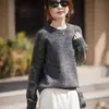 Nuevo Suéter de Lana Otoño/Invierno 2026 de Siete Agujas Hilo de Tres Hebras Engrosado Cuello Redondo Tejido de Punto Manga Larga Mezcla de Hilo Suéter Pulóver Camiseta Básica
