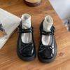 Sapatos Femininos Moda Francesa Retrô Solado Grosso Raso Novo Verão 2025 Vestido Combina com Tudo Mary Jane Pequenos Sapatos de Couro