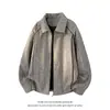 En stock: Nueva temporada de otoño 2026, chaqueta casual para hombre de talla grande, corte holgado, con líneas de color contrastante y textura tejida, con cuello de solapa