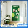 Adesivo de parede de grande área, quadro de feltro, parede de fotos, estilo Bauhaus verde, não danifica as paredes, adequado para sala de estar e quarto, não requer perfuração, adesivo de parede autoadesivo