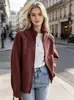 Chaqueta Suéter Lista para Usar Estilo Perezoso Transfronteriza para Mujer Otoño e Invierno Nuevo Estilo Coreano Versátil Color Sólido Cuello Alto Cremallera Cardigan Tejido