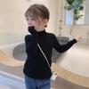 Suéter para Niña 2025 Otoño e Invierno Nuevo Elegante de Cuello Alto Medio Suéter de Punto Color Sólido Ropa Interior para Niños