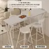 Mesa Alta Cor Creme para Uso Doméstico, Divisória de Parede, Mesa Casual Minimalista de Pernas Altas para Apartamento Pequeno, Mesa Alta e Cadeiras Brancas Puras para Sala de Jantar
