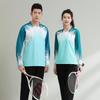 Camiseta de manga larga para bádminton de Otoño e Invierno, uniforme para hombre y mujer, camiseta de equipo de secado rápido, traje de uniforme de tenis de mesa para niños, impresión