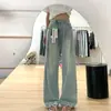 Calça Jeans Clara de Perna Larga para Mulheres, Tamanho Plus Size de Verão, Cintura Alta, Emagrecimento, Corpo em Formato de Pera, Calça Reta Solta