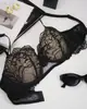 Lencería francesa de encaje floral transfronteriza nueva con tirantes finos, diseñada para hacer que los pechos grandes parezcan más pequeños y proporcionar soporte lateral, para mujeres