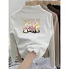 Camiseta Tendência Outono e Inverno em Veludo Alemão de Manga Longa com Bordas Franzidas para Bebês Meninas, Blusa Interna Fashion, Camiseta Básica Casual para Meninas