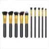 Set de 10 Brochas de Maquillaje con Mangos de Madera, Herramientas de Belleza Grandes de Doble Propósito, Superventas Transfronterizo para Sombras de Ojos