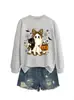 Amazon eBay sitio independiente moda divertida linda sudadera de mujer con estampado de leopardo lazo fantasma murciélago gato