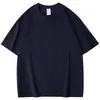 Camiseta de Manga Corta con Hombro Caído, Cuello Redondo, Color Sólido, Algodón Puro de 260g, Unisex, Corte Holgado, Manga Media, Camiseta Básica, Hecha a Medida