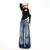 Jeans Juveniles Naranja # Cintura Ajustable Diseño Lavado Pierna Ancha para Mujer, Corte Holgado, Adelgazantes, Modernos, Versátiles, Pantalones de Largo Completo