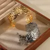 Pulsera ancha europea y americana textura irregular no se decolora chapada en oro de 18 quilates pulsera abierta joyería de moda personalidad