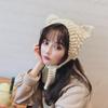 Ins Orejeras de Lana para Mujer Invierno Cálidas Lindas Orejas de Gato Calentador de Orejas Coreanas Vintage Tejidas con Cordones Orejeras