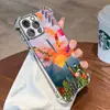 El Óleo Más Vendido de América del Norte Atardecer Montaña y Río Floral Colorido Funda para iPhone 17 con Airbag Apple 16 Funda Suave Anticaídas