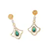 Base para Aretes de Perlas DIY Aguja de Plata S925 Lujo Ligero Zirconia Esmeralda Aretes de Nácar Accesorios de Joyería Versátiles Transfronterizos