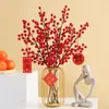 Fruta da Sorte Fruta Vermelha Galhos de Amora Artificiais Decoração de Ano Novo Chinês Inauguração Enfeites Galho de Natal Acessórios Arranjo Ano Novo
