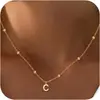 Amazon Comercio Electrónico Transfronterizo Dorado Sencillo y Moderno Collar con Colgante de 26 Letras 2025 para Mujer Personalizado Versátil