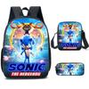 Mochila SONIC de dibujos animados directa de fábrica para estudiantes de primaria y secundaria, mochila escolar, bolsa cruzada, estuche para lápices, juego de tres piezas