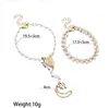 Pulsera de Dedo para Mujer de Múltiples Capas Ajustable, Colgante de Cruz Simple Versátil de Perlas Artificiales