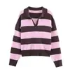Transfronteiriço Aliexpress 2026 Primavera Nova Roupa Feminina Estilosa Casual Camisa Polo Listrada 5536056