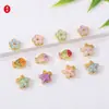 Novas contas espaçadoras estilo chinês antigo de esmalte dourado com flor de pessegueiro, peixinhos e pentagrama. Acessórios de joias DIY estilo chinês tradicional para pulseiras e colares
