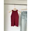 Chaleco de Punto Morado sin Mangas, Cuello Redondo y Halter para Mujer, Nuevo Estilo Veraniego, Top Corto Versátil de Corte Ajustado, Moderno