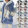 Transfronterizo Amazon Temu Populares Europeos y Americanos Otoño e Invierno 2025 Cálidos de Felpa Patchwork Cremallera Bolsillo con Solapa Pantalones con Capucha Sueltos Exteriores