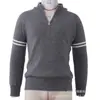 Suéter pullover con cremallera de cuello medio alto para hombre europeo y americano, camisa de punto, camisa base casual para jóvenes con mangas de bloques de color, prendas de punto para hombre