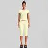 Conjunto de traje deportivo transfronterizo, camiseta de manga corta de secado rápido ajustada, top casual para correr al aire libre, ir al trabajo y yoga para mujer